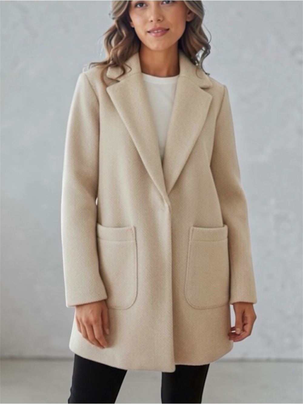 Cynthia Rowley Cream Herringbone Wool Blend Car Coat Jacket Blazer Size XS